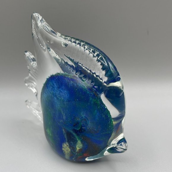 Tropical Angel Fish Paperweight Art Glass Hand Blown Murano Style 4" Tall - Picture 4 of 10